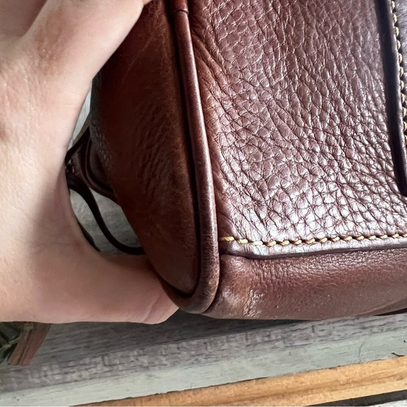 Dooney & Bourke Brown and Gold Satchel with Braided Handles Vintage - Picture 10 of 13